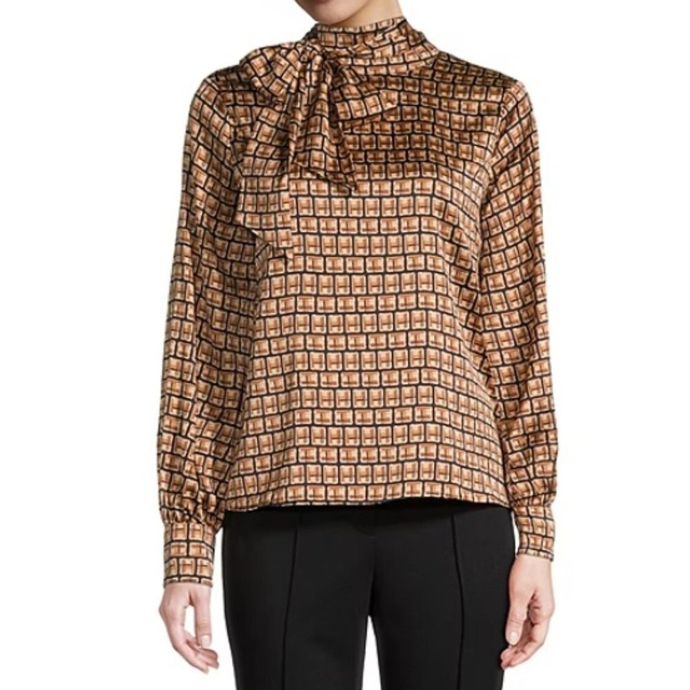 Worthington Womens High Neck Long Sleeve Blouse Petite Large